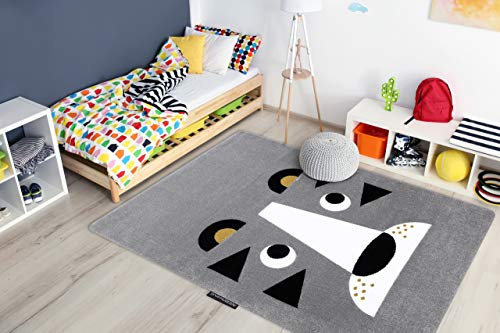 Kinderteppich Petit für Babyzimmer, Spielteppiche, Kinderzimmer, Lion Löwe grau 80x150 cm