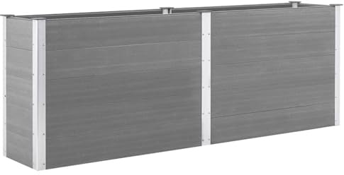 vidaXL Hochbeet Pflanzkübel Gartenbeet Blumenbeet Pflanzkasten Kräuterbeet Blumenkasten Pflanzkasten Gemüsebeet Pflanzbeet 250x50x91cm WPC Grau