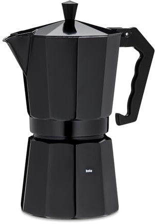 kela Espressokocher für 9 Tassen, Espressokanne 450ml, Kaffeekocher Aluminium, ITALIA, Espressomaschine für Herdplatte, alle Herdarten außer Induktion, schwarz matt
