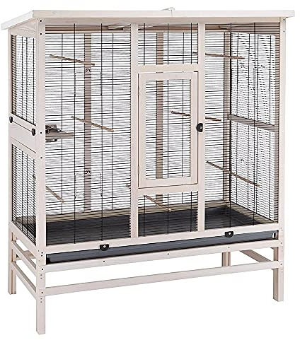 Ferplast Voliera per Uccelli in legno FSC WILMA LARGE, Gabbia per Canarini Cocorite, Accessori inclusi