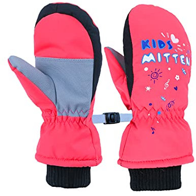 7-Mi Kinder Fäustlinge,Winter Schneehandschuhe Wasserdicht Warm Dick für Jungen Mädchen Kinder Skifahren Snowboarden 3-6 Jahre
