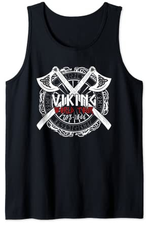 Viking World Tour with Backprint Viking Axe Hatchet Raid Tank Top