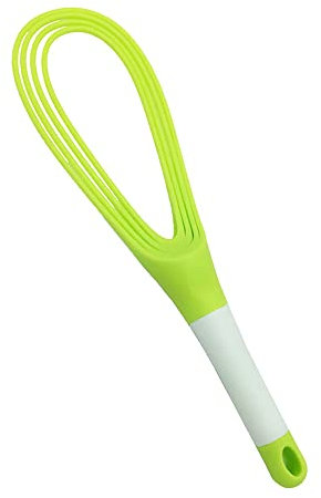 2PCS 29CM Twist Whisk, Plastic Kitchen Flat Balloon Whisk Thick Wire Egg Frother Beater for Cooking Blending Whisking Stirring, Green