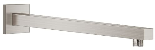 Aolemi 16 Inch Wall Mount Brushed Nickel Shower Arm with Flange 400mm SUS304 Stainless Steel Shower Head Replacement Extension Straight Extender Pipe