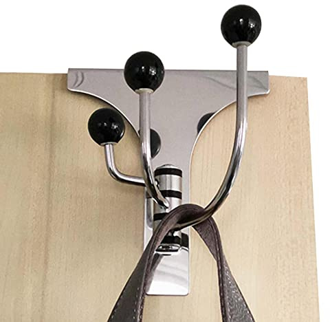 Türhaken – stanzfreier Türhänger mit 3 beweglichen Haken, Organizer für die Rückseite der Tür – robuster Kleiderhaken für Türgarderobe/Hut/Geldbörse/Kleidung/Bademäntel A/a