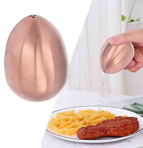 Copper Salt and Pepper Shakers,Egg Shaped Salt and Pepper Shakers,Egg Spice Shaker Stainless Steel Egg Shaped Pepper Shaker for Outdoor Barbecue Restaurant Banquet Party Travel Salt Shaker(Rose G