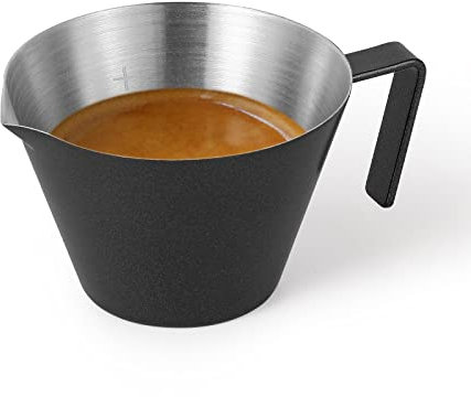MHW-3BOMBER Espresso Measuring Cup 100 ml, Stainless Steel Espresso Shot Cup, V-Shaped Pouring Spout Espresso Cup with Handle for Coffee|Tomato Sauce|Steak Sauce|Beverages (Matte Black) G5141B-OS