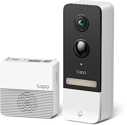 Tapo TP-Link Timbre de Video sin Cable con hub, visión Nocturna de Color de 2K 5MP, batería de hasta 180 días, Audio de 2 vías, Respuesta rápida, Vista de Cabeza a pie, Funciona con Alexa y Google