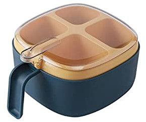 TREGOO gewürzgläser Würzen, mit Deckel und Löffel, geeignet für die Küche.(4 Zellen) Größe: 14 * cm14cm * 8 cm, 1 Stück (Color : Yellow)