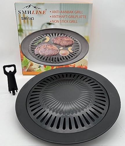 SMH LINE® Piastra per fornello a gas con vassoio antigoccia integrato, superficie antiaderente per barbecue
