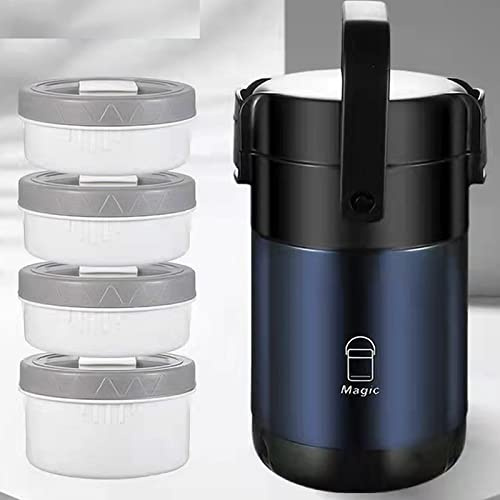 Scizorito stapelbare Edelstahl 3-Tier Mittagessen/Snack Box, Vakuum Edelstahl Leck-Proof Isolierte Topf, Geeignet für das Tragen von Lebensmitteln zum Büro, Picknick im Freien(2600ml, Blau)