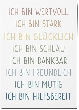 heeaven Affirmationsposter A4 | Poster Affirmationen für Kinder | positive Glaubenssätze | Poster Ermutigungen | Geschenk für Kinder