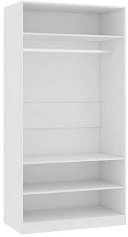 Tidyard Kleiderschrank offen Einlegeboden Regal Kombischrank Schlafzimmerschrank Schrank 100 x 50 x 200 cm (B x T x H) Designschrank Holzschrank Garderobenschrank 3 Fächer und 1 Fach mit Hängestange
