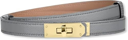 HEVIBK Ledergürtel Damen Gürtel Taillengürtel Damengürtel Leder Jeansgürtel Echtleder 29mm Breit schmaler Gürtel（Hellgrau/Gold）