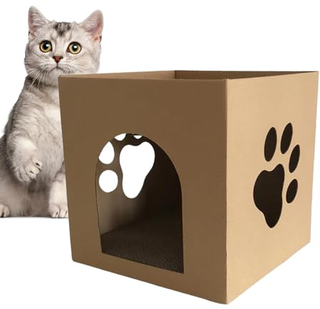 usefulbeauty Rascador de cartón para Gatos | Almohadilla de rascar para Gatos de Alta Densidad | Caja de rascar Multifuncional para Gatos 2 Capas, Resistente a los arañazos, para Gatos, y