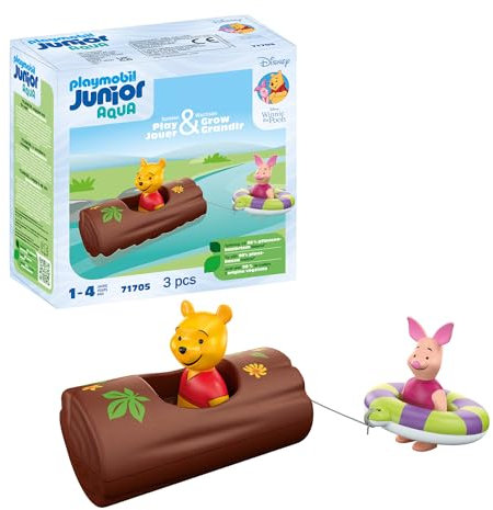 PLAYMOBIL Junior & Disney 71705 Avventure acquatiche di Winnie e Pimpi, Giocattolo sostenibile Realizzato in plastica a Base vegetale, Giocattolo per Bambini dai dai 12 Mesi in su