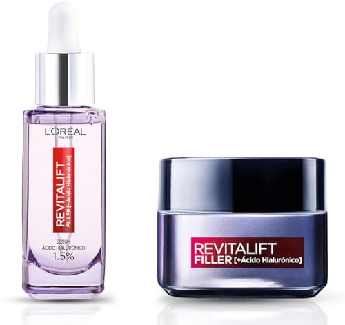 L'Oréal Paris Rutina Revitalift Filler, Serum Antiarrugas con Ácido Hialurónico y Péptidos. Hidrata, Ilumina, Rellena+Crema Día Rellenadora, Antiarrugas. Inpirado en Cosmética Coreana.