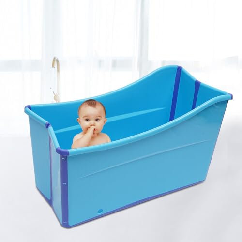DSYOGX Bañera plegable, 100 cm, portátil, para adultos, sauna, baño, bañera, azul, independiente, para autocaravanas, duchas, hoteles, patios traseros, terrazas, balcones, baños
