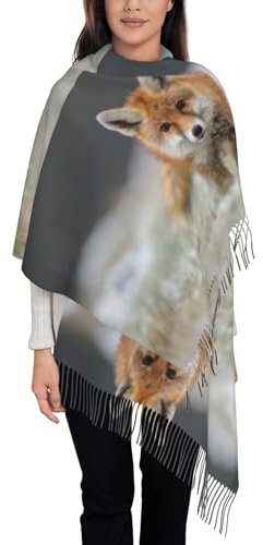 KAZUP Niedlicher Fuchs-Druck, Schal für Damen, groß, weiches Kaschmirgefühl, Schals, Wickel, leichte Stola, 192 x 75 cm