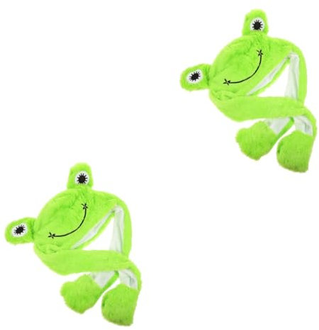 VICASKY 2stücke Frosch Plüsch Hut Mit Beweglichen Ohren Lustiger Cosplay Tierhut Für Halloween Partys Geeignet Für Erwachsene Attraktives Design Unisex