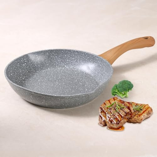 Homesbrand Nonstick Frying Pan 20cm, with Non-Stick Coating and Soft Touch Handles, Compatible with All Stovetops, Egg Frying Pan, Black