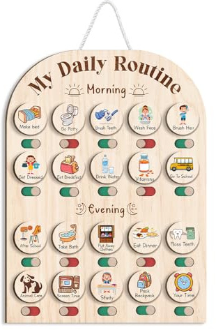 Tägliche Routinediagramm aus Holz, 27,9 x 38,1 cm, To-Do-Diagramm für Kinder, Routinediagramm für Kleinkinder, Routinediagramm für Kleinkinder