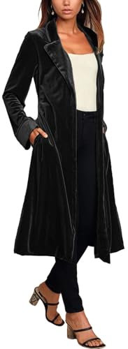 CRITOR Giacca cardigan in velluto aperta sul davanti lunga giacca in velluto capospalla spolverino da donna