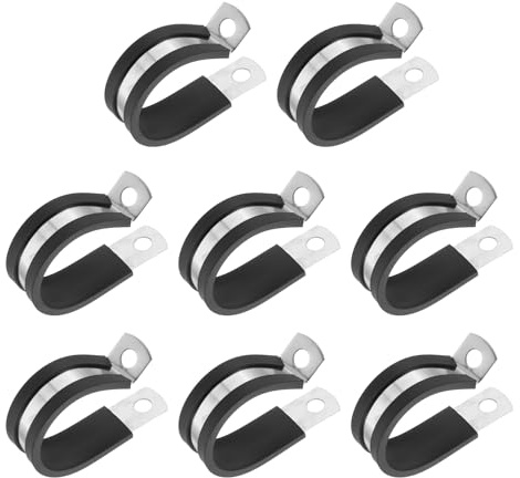 PATIKIL Pince de câble de 1-1/8 pouce, 8 paquets 304 en acier inoxydable Pince métallique isolée à coussin en caoutchouc pour l'installation de tuyaux, câbles, fils et cordons