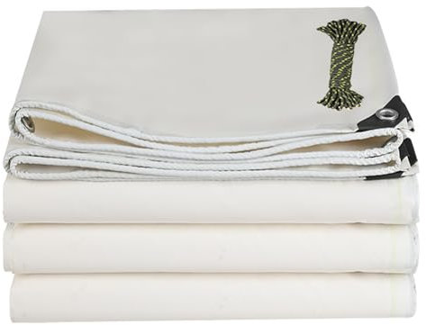 Bâche de Protection Exterieur 2.2 x 4.1 m Imperméable Résistant à La Poussière Couverture Extérieure pour Travaux avec Œillets Renforcés pour Extérieure Plantes Jardin Serre Gazebo, Blanc