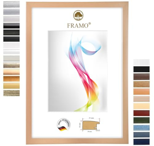 FRAMO Cadre photo en bois 25 x 35 cm (Dimension de l'image) en Hêtre naturel | Taille sélectionnable | Affiches | Puzzle | Collage | Sur mesure | personnalisés