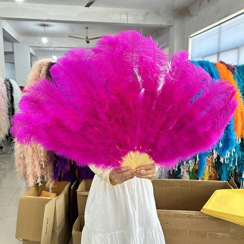 Abanico de plumas de avestruz rosa grande de 100 cm y 130 cm, abanico de plumas para espectáculos de danza del vientre, carnaval, manualidades, 13 huesos, verde oscuro, 130 cm, 1 par