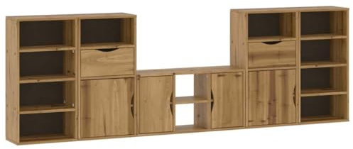 vidaXL 5-delars TV-bänkar med förvaring ODDA massivt trä furu, TV-bänk, TV-bänk, TV-bänkskåp, TV-bänk, TV-sideboard, hifi-skåp, mediaskåp