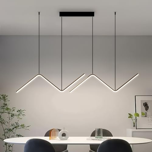 Lanmorn 90cm Pendelleuchte Esstisch Höhenverstellbar, Esstischlampe Hängend Schwarz, Esszimmerlampe Led 3000K/4500K/6500K, 24W, Küchenlampe Decke Modern Hängend