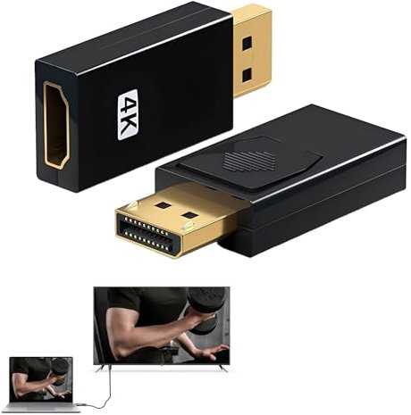 2 Pezzi Adattatore Display Port HDMI, Adattatore HDMI, Displayport to Hdmi, Display Port H DMI Cavo, DP to H dmi, Plug & Play, Design Compatto, per 4K TV HDTV Monitor Proiettori Portatili e Altri