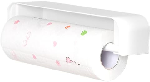 Porte-Essuie-Tout Mural Magnétique Blanc, Support Rouleau Papier Cuisine en ABS, sans Perçage, Fixation Armoire ou Réfrigérateur, Porte Sopalin Auto-adhésif pour Cuisine Salle de Bain, Blanc