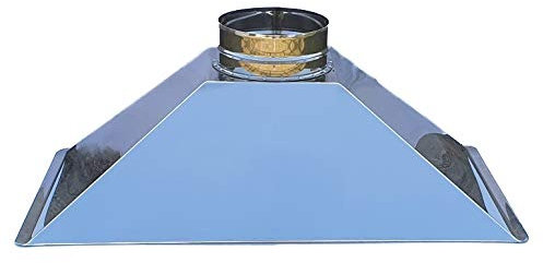 Cappa da forno a legna, in acciaio inox, 101 cm di lunghezza x 55 cm di profondità x 36 cm di altezza, diametro di uscita 25 cm