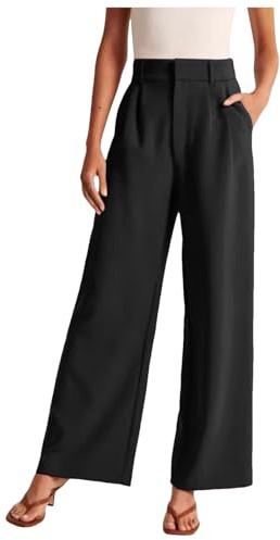 Generisch Pantalon de costume 2025 pour femme à jambes larges pour le travail, les affaires, les loisirs, pantalon de costume à taille haute, pantalon fluide pour le bureau, pantalon serré à carreaux