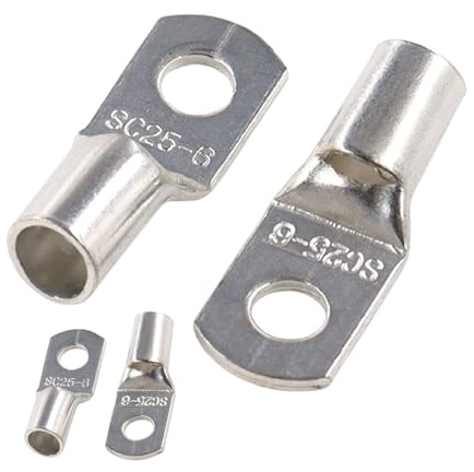 JOYELEC 26 capicorda SC25-6 in rame stagnato da 25,0 mm², terminali a crimpare ad anello per batteria, M6, connettori a crimpare per elettrico, auto, barca, auto, capicorda della batteria, terminali a