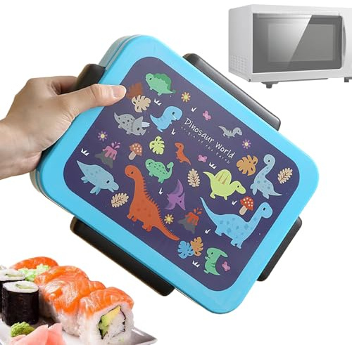 Genérico Infantil 5 Compartimentos Antifugas 25x15x5 Cm Lonchera Para Niños PP Con Cubiertos Y Salsera, Aptas Microondas/Lavavajillas/Para Comida Escolar, Guardería O Picnic