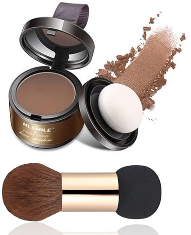 CHSEEO Root Touch Up Hairline Powder Hair Cover up - 3 Brush Heads, Instant Grey Hair Coverage, Women & Men's Portable & Sweatproof Hair Concealer, Multi-purpose for Eye Shadow & Contouring - Coffee