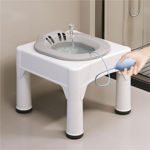 Sitzbad, Hämorrhoiden-Bidet, Bidet, Postpartum-Badewanne, Perineal-Badewanne über dem Toilettensitz, breitere Sitzfläche, Sitzbadewanne for Toilettensitz, Hüftbidet mit Sockel,Unisex