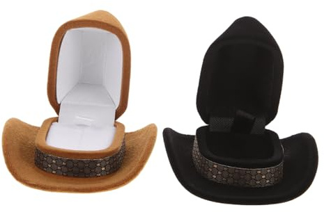 Yardwe 2 Stück-pack Hutförmige Ringbox aus Kunststoff mit Samtigem Futter Leicht und Elegant für Hochzeit und Abschlussatmosphäre