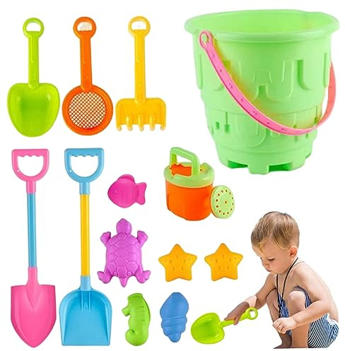 NIDONE 13 pièces Jouets de Plage pour Enfants Jouets de Sable Comprenant Un Seau Plage, Un Moule à Sable, Une Pelle, râteau, des pelles Tamis, château-Seau et Pelle