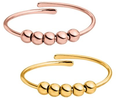 Purelei Shade Anxiety Ring - Fidget – New Generation - Damenring aus langlebigem Edelstahl – Wasserfeste Ringe – in verstellbaren Größen erhältlich - Damenschmuck