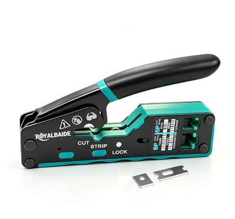 Herramienta de crimpado Ethernet modular todo en uno RJ45 con paso pasante para cables Cat5 y Cat6