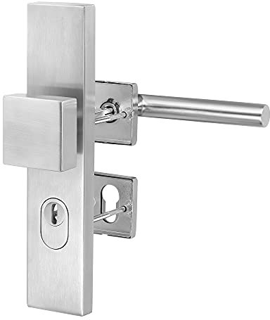 ck-türbeschläge Schutzbeschlag XQ ES1 für WOHNUNGSTÜREN | V2a Edelstahl matt | Kernziehschutz | New Orleans (Innengriff LINKS zeigend)