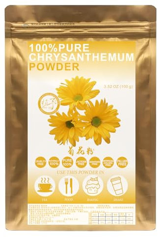 Plant Gift 100% Pure Chrysanthemum Powder 菊花粉 Natural Chrysanthemum Flour, Great Flavor for Drinks, Adds Flavor and Taste Non-GMO Powder, No Filler, No additives 100G/3.25oz