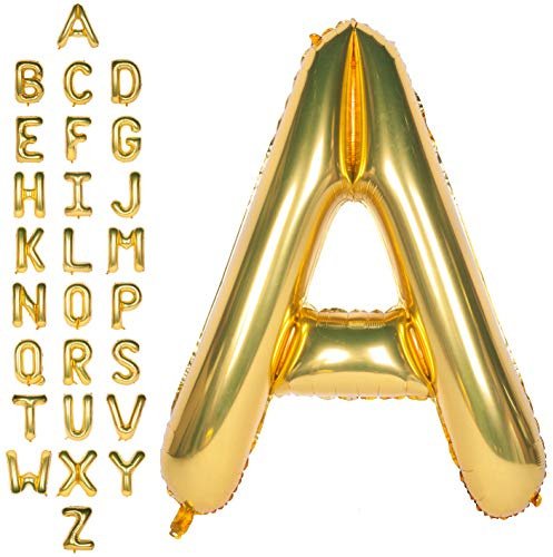 Große Mylar Folie Helium Brief Luftballons 40 Zoll Gold Luftballons Alphabet Buchstaben für Geburtstag Brautdusche Jubiläumsdekorationen(Letter A)