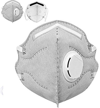 ZAWTR 1 PCS Face Mouth Respirator with 5 Layer Filter and Exhalation Valve (Gray)