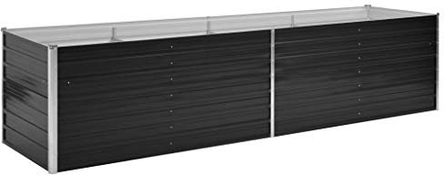 yorten Växtkruka, upphöjd bädd, planteringsbädd, tidig bädd, öppen botten, 320 x 80 x 77 cm, antracit galvaniserat stål för trädgårdar, balkonger eller terrasser
